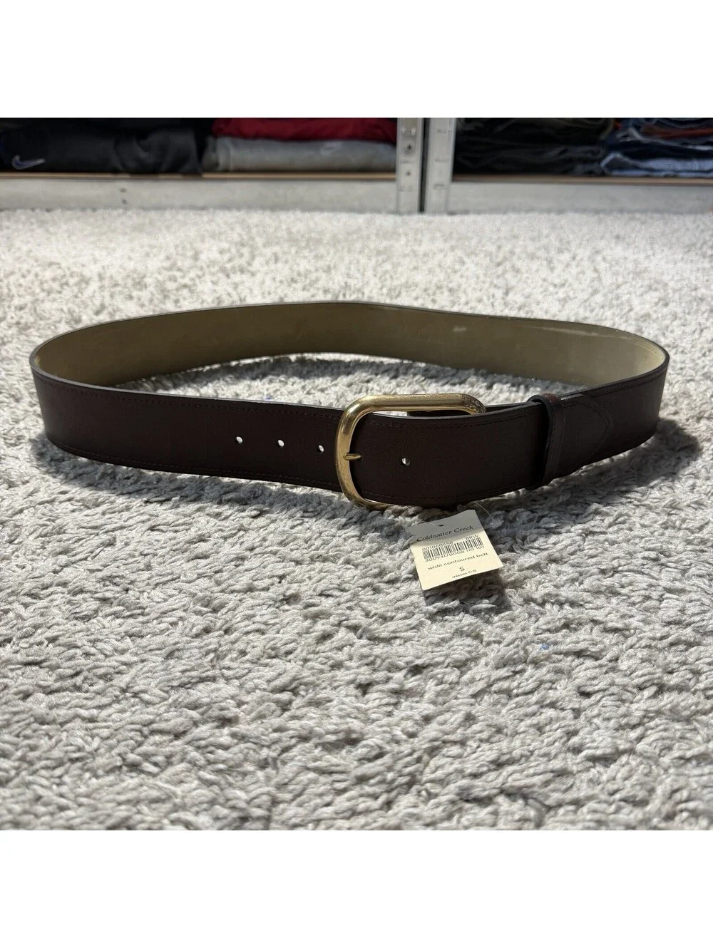 NWT Coldwater Creek Brown Wide Contoured Belt Size Small Boho Festival Y2K